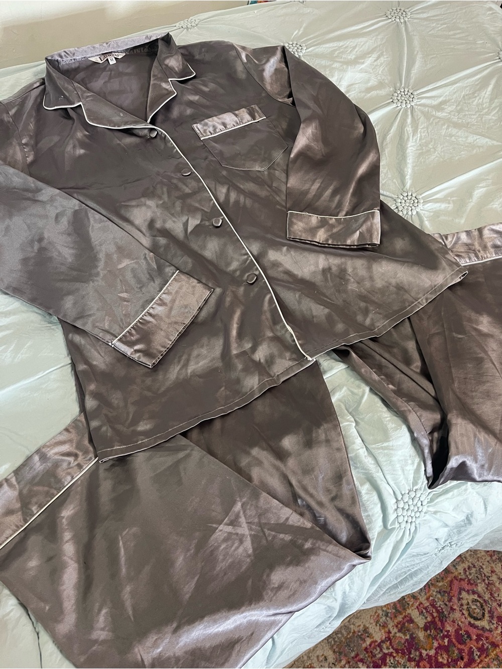 Dusty Purple Satin Two-Piece Pajama Set